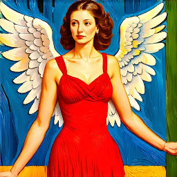 woman in red dress in mexico city wings