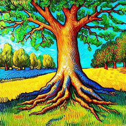 inspired by the painting "tree roots" by vincent van gogh