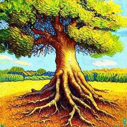 inspired by the painting "tree roots" by vincent van gogh