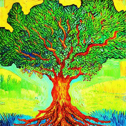 inspired by the painting "tree roots" by vincent van gogh
