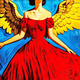 woman in red dress in mexico city wings