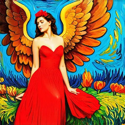 woman in red dress in mexico city wings